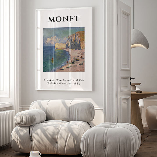Poster Claude Monet Beach Falaise D Amont Art232 60cm X 90cm Black Wooden Frame