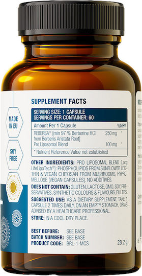 MCS Formulas Berberine Pro Liposomal 250mg 60 κάψουλες