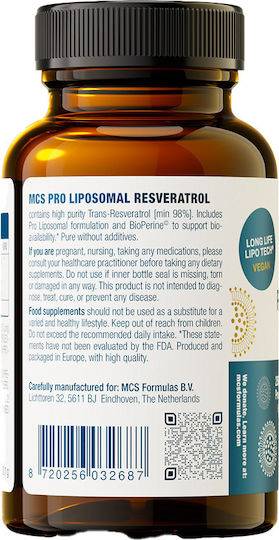 MCS Formulas Trans Resveratrol Pro Liposomal 250mg Ειδικό Συμπλήρωμα Διατροφής 60 κάψουλες