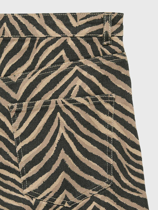 High Waist Women's Jean Trousers in Wide Line Zebra Print