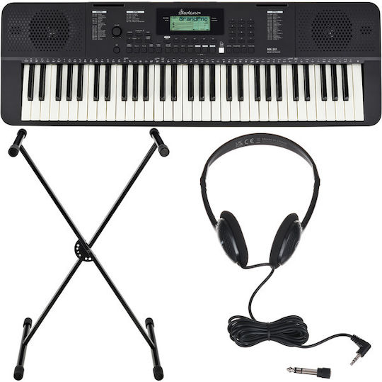 Startone Αρμόνιο MK-201 Set με 61 Πλήκτρα Τυπικής Αφής με Βάση και Ακουστικά Μαύρο
