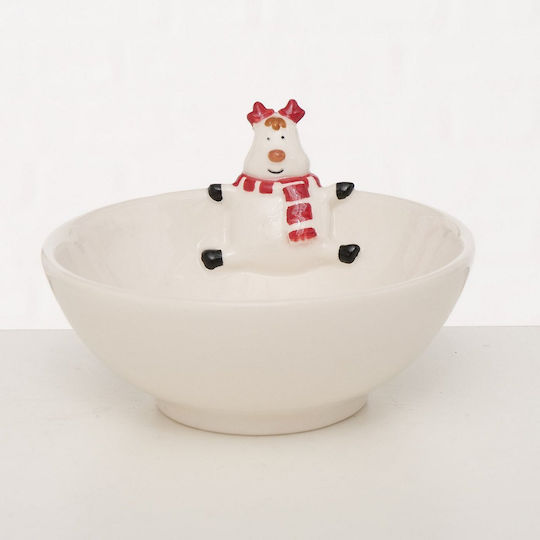 Artekko Weihnachtlich Schale Keramik Weiß D12cm.