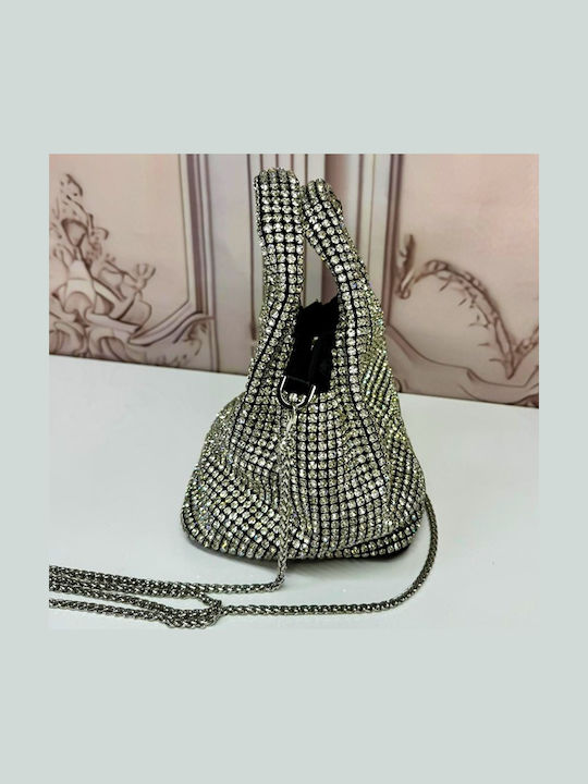 Damentasche Schultertasche Silber