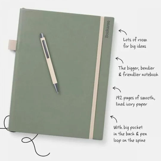 IF Bookaroo Notebook B5 96 Sheets with Rubber Band and Pen Holder Green