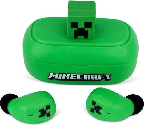 OTL Minecraft 3D Character In-ear Bluetooth Handsfree Ακουστικά με Θήκη Φόρτισης Πράσινα