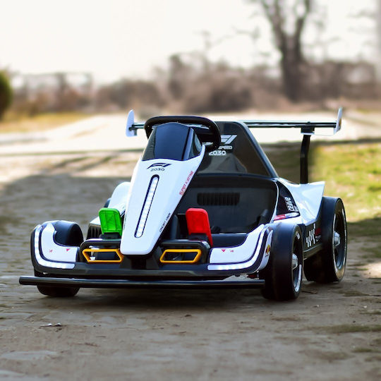 F1 Go Kart Cu Un Loc Cu Telecomandă 24 Volt Alb Pentru 3+ Ani