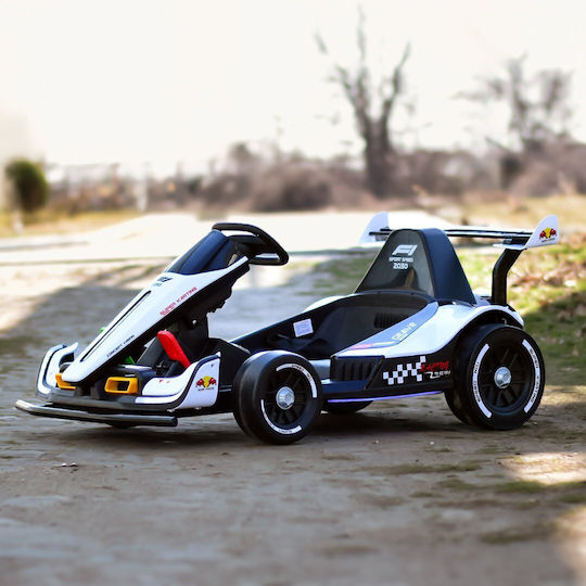 F1 Go Kart Cu Un Loc Cu Telecomandă 24 Volt Alb Pentru 3+ Ani