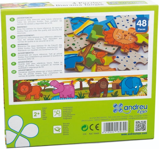 Παιδικό Puzzle Diorama Jungle για 2+ Ετών 12pcs Andreu Toys