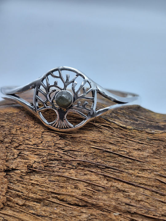 Silver Plated Labradorite Bracelet Tree Of Life Design Open Handmade Jewelry