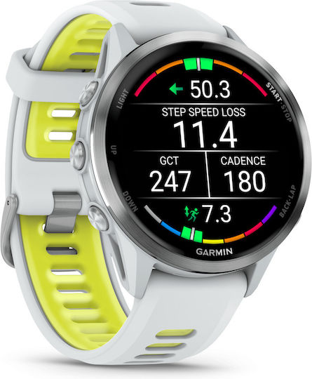 Garmin Forerunner 970 Titanium 47mm Αδιάβροχο Smartwatch με Παλμογράφο (Titanium with Whitestone and Translucent Amp Yellow)