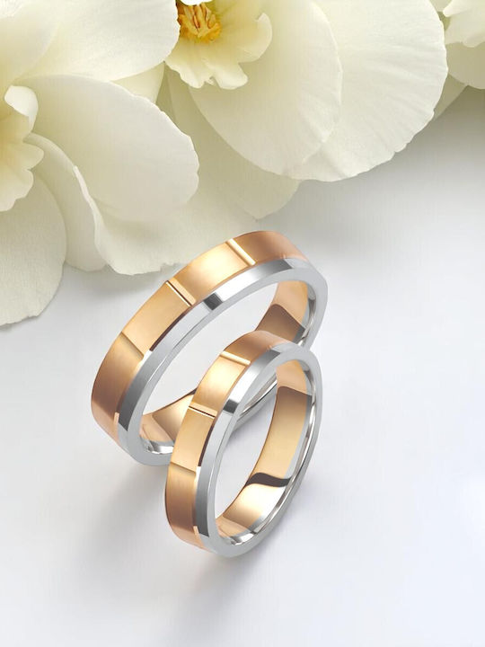 Valauro – Bicolour 9K Wedding Rings Thickness 4.50mm