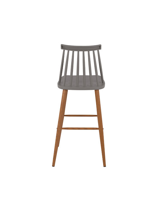 Hocker Bar mit Rückenlehne aus Polypropylen Vanessa Gray 2Stück 43x49x107cm