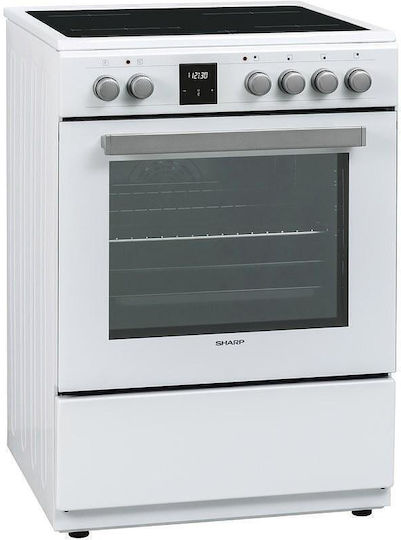 Sharp Aragaz 65lt cu Plite Ceramice L60cm. Albă