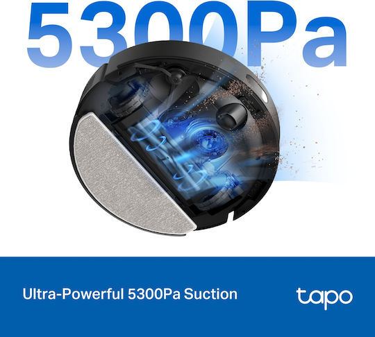 TP-LINK Tapo RV30 Max Plus Robot Vacuum Cleaner with Laser Mapping & 5300Pa Suction Power Black