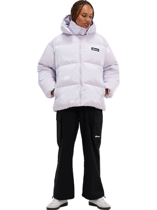 Ski Club Lenzer Κοντό Γυναικείο Puffer Μπουφάν για Χειμώνα Purple