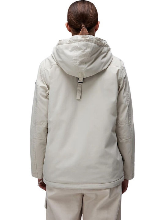 Rainforest Women's Short Lifestyle Jacket Waterproof and Windproof for Spring or Autumn with Hood Ecru