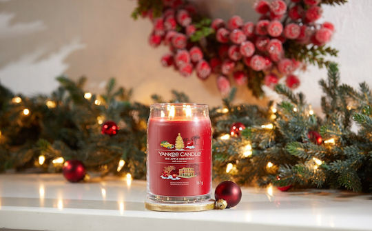 Yankee Candle Χριστουγεννιάτικο Γυάλινο Κερί Κόκκινο Large