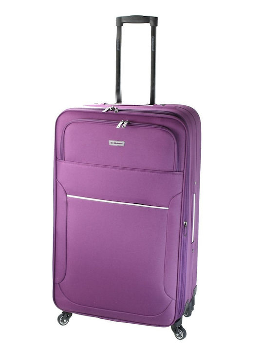 Diplomat Large Travel Collection Large Fabric Purple Suitcase With 4 Wheels Height 76cm