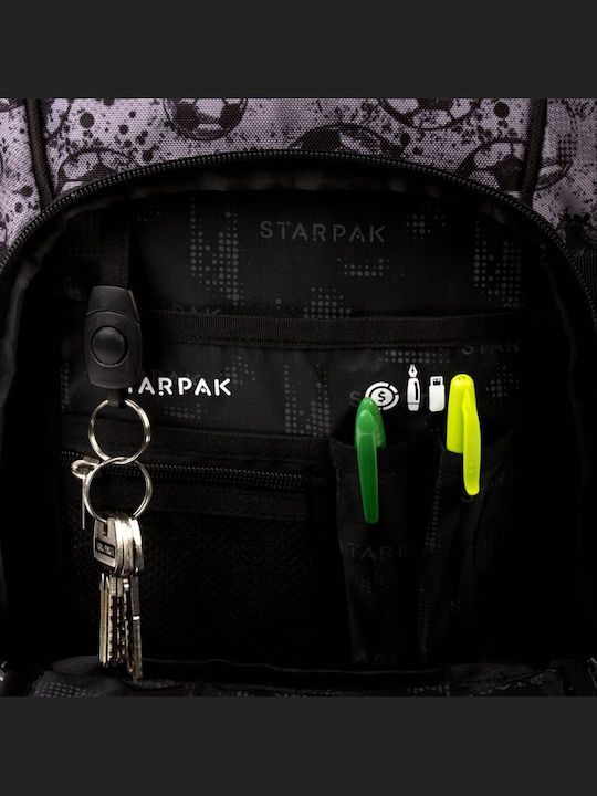 Starpak Σχολική Τσάντα Πλάτης Γυμνασίου - Λυκείου Γκρι με Θήκη για Παγούρι