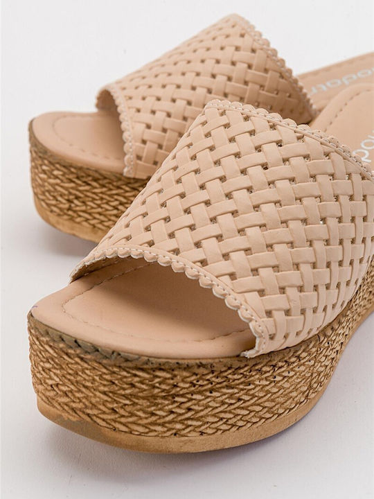 Damenplattformen Beige