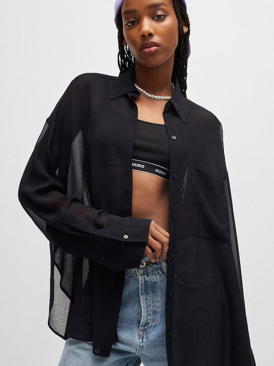 Exifa Langärmelig Damen Hemd Black