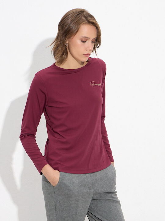 Women's Blouse Long Sleeve Burgundy