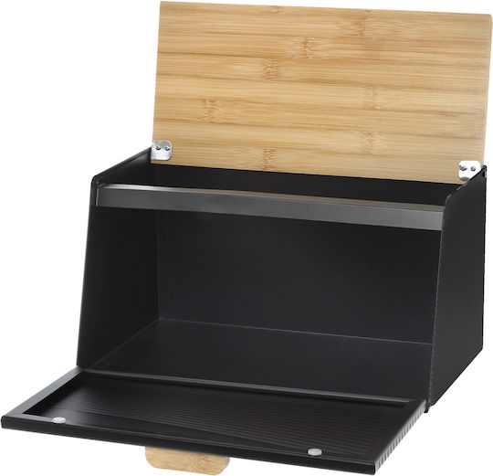 Bamboo Brotkasten mit Deckel Metallisch Schwarz 36x21.6x20.4cm