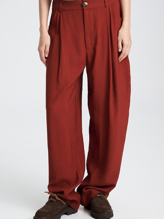 Teem Women's Fabric Trousers Relaxed Fit Orange Teem Women's Fabric Trousers Relaxed Fit Orange