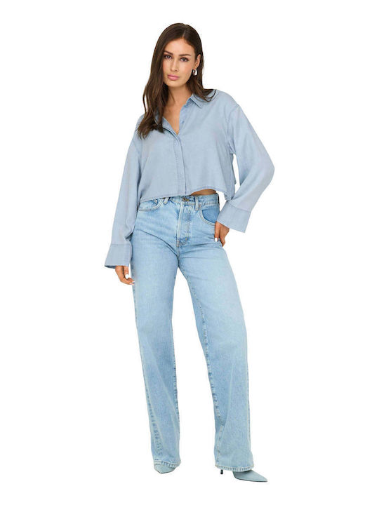 Μακρυμάνικο Γυναικείο Τζιν Πουκάμισο Light Blue Denim