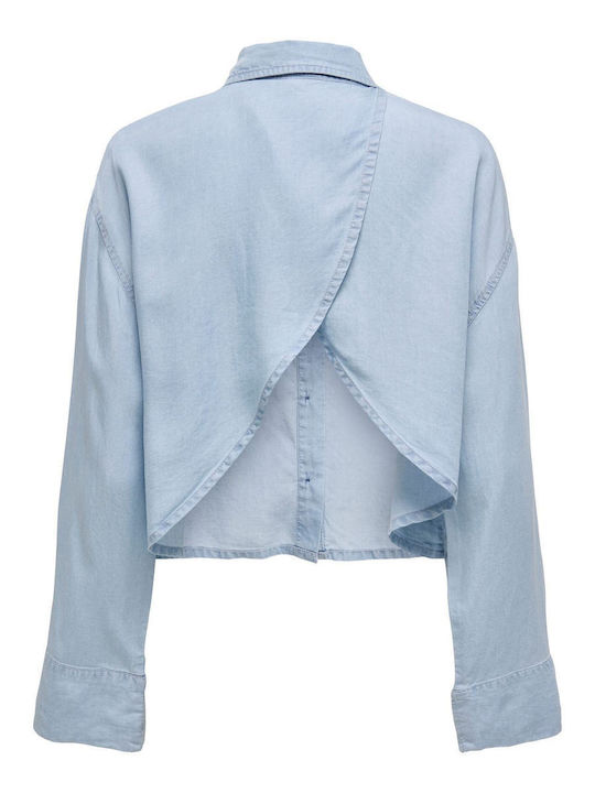 Μακρυμάνικο Γυναικείο Τζιν Πουκάμισο Light Blue Denim