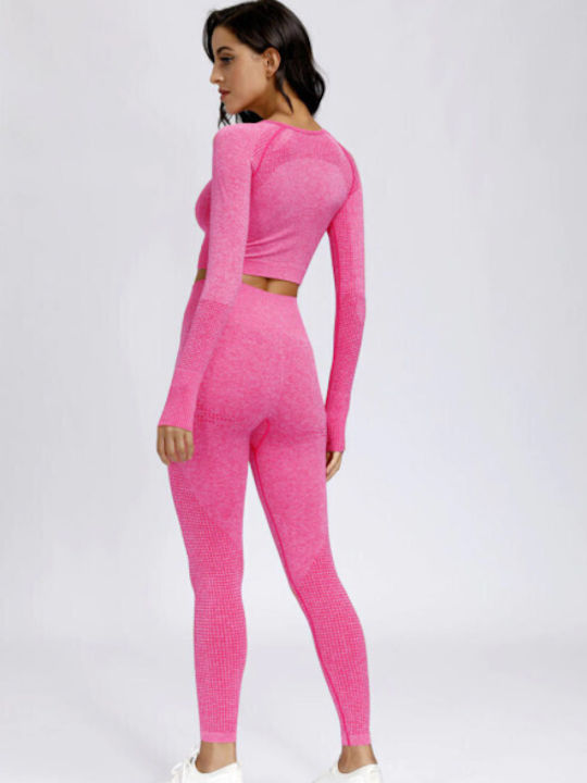 Instruire Set de femei cu Lung Colanti Talie inalta Pink