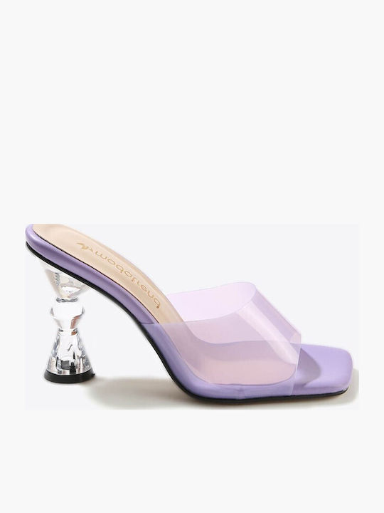 Piele Mule cu Toc în Culoare Violet