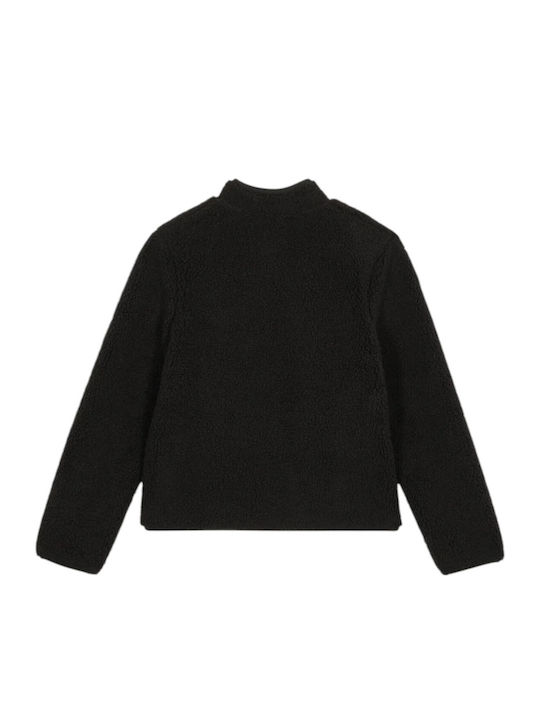 W Wuzer Fuzzar Women's Cardigan with Zipper Black