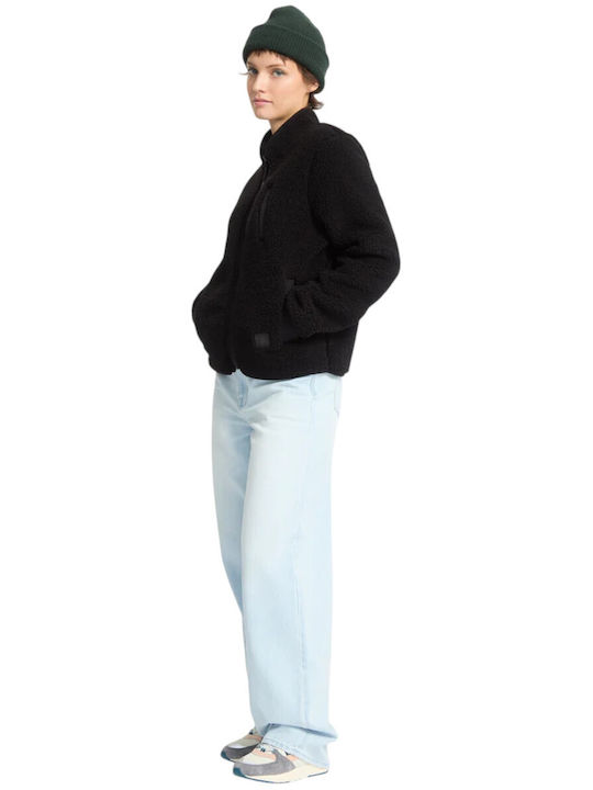 W Wuzer Fuzzar Women's Cardigan with Zipper Black