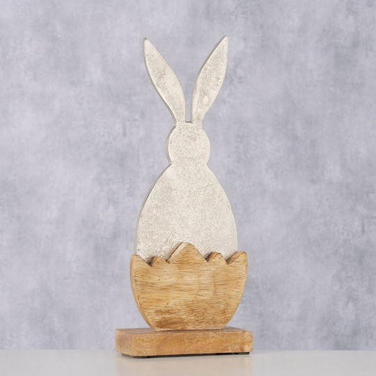 Bunny Egg Holder Momo 11x5x27cm Mango Wood Silver Aluminum
