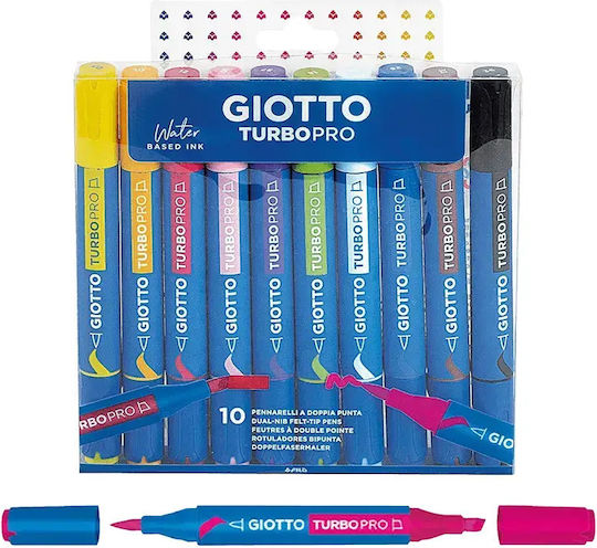 Giotto Turbo Pro Zeichenmarker Doppelseitig Set 10Stück