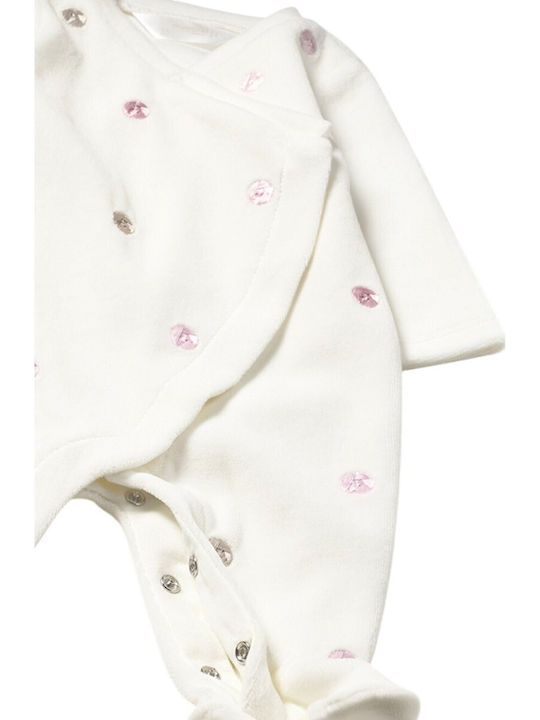 Mayoral Baby Bodysuit Set Long-Sleeved Velvet Baby Pink 2pcs