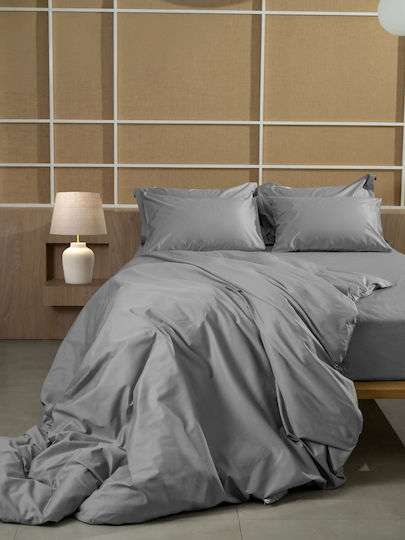 Sunshine Σετ Μαξιλαροθήκες Oxford Grey 50x70εκ.