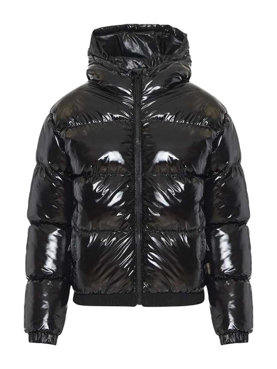 Women's Puffer Jacket for Winter with Hood Black