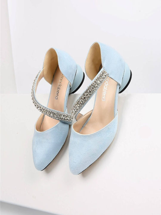 Suede Light Blue Heels
