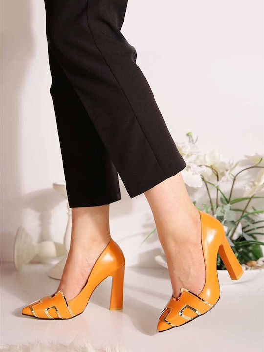 Leder Pumps Orange