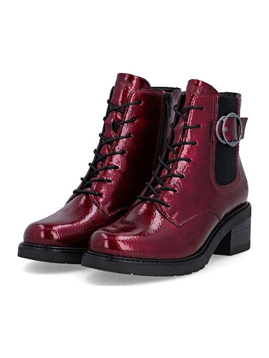 Leather Women's Ankle Boots Burgundy