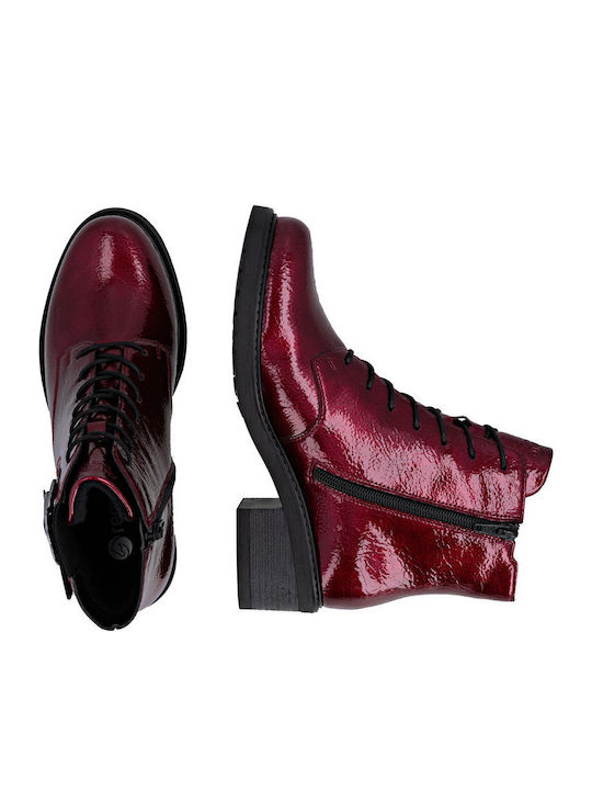 Leather Women's Ankle Boots Burgundy