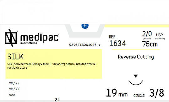 Medipac Silk 2/0 Surgical Suture 19mm