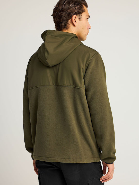 Ανδρική Ζακέτα Fleece με Κουκούλα Πράσινη