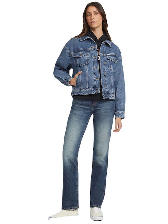 Women's Long Jean Jacket for Spring or Autumn Denim