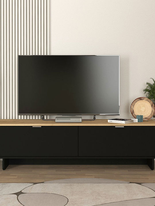 Έπιπλο Τηλεόρασης Bohema Μαύρο - Sepet Oak Μ180xΠ47xΥ45.6cm
