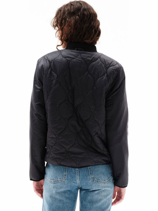 Women's Short Lifestyle Jacket Double Sided Waterproof for Winter Black Print / Black