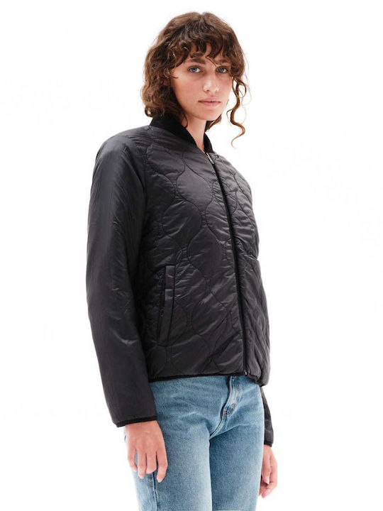 Women's Short Lifestyle Jacket Double Sided Waterproof for Winter Black Print / Black