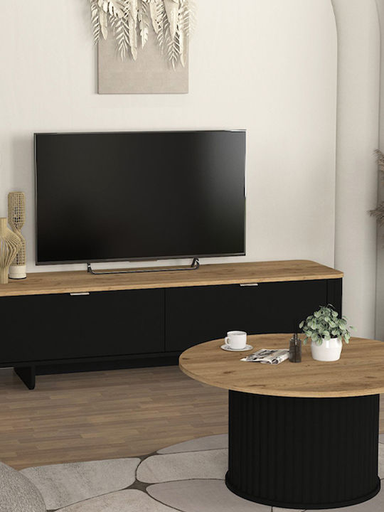 Έπιπλο Τηλεόρασης Bohema Μαύρο - Sepet Oak Μ180xΠ47xΥ45.6cm